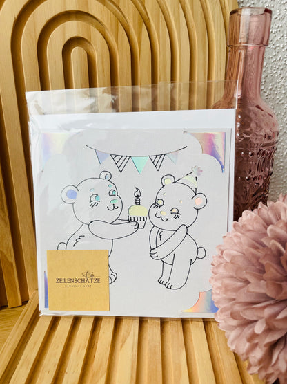 Teddy Party Motiv - Grußkarte zum Geburtstag