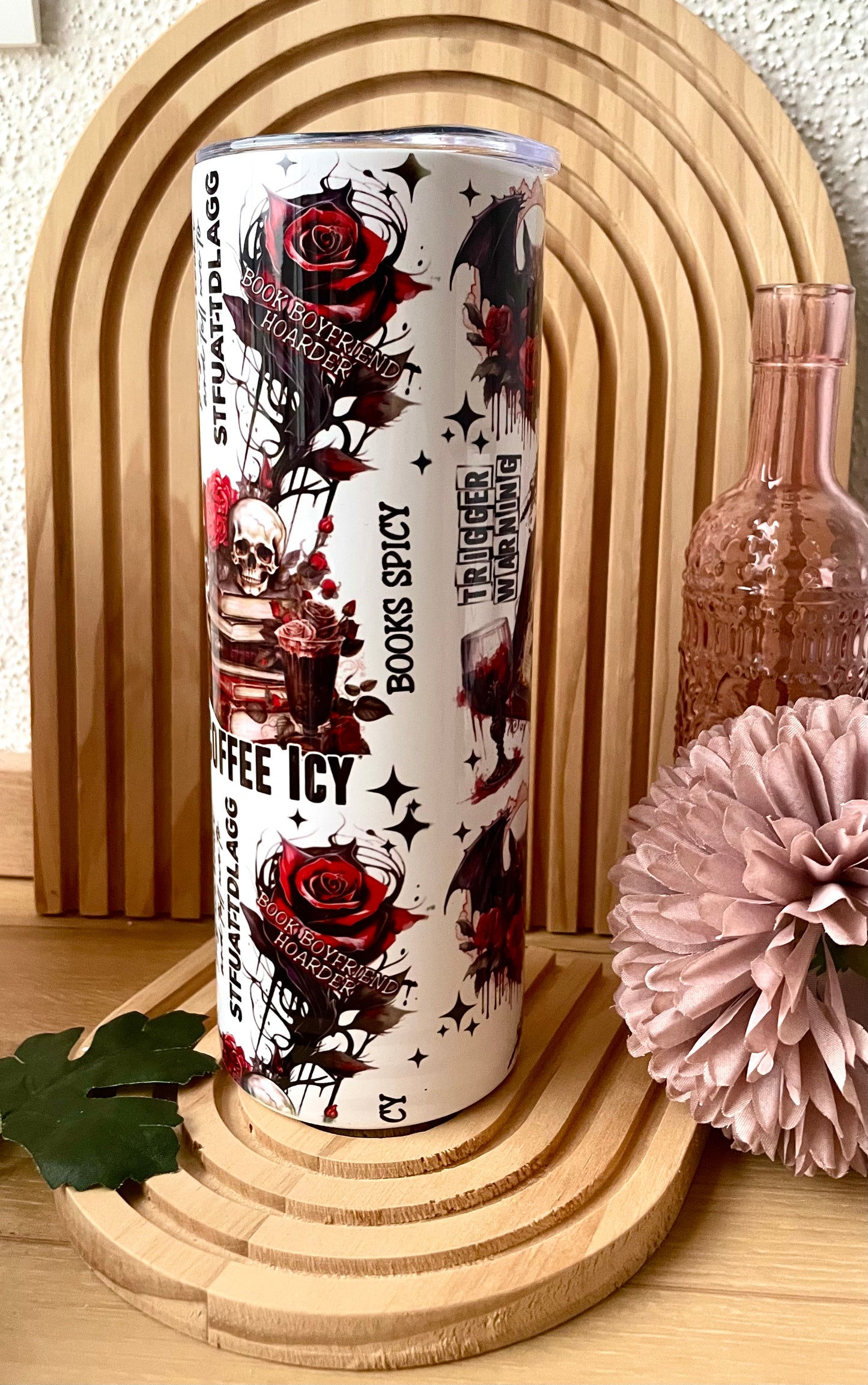 Bookish Tumbler, Thermobecher aus Edelstahl in Weiß, Dark Romance Motiv