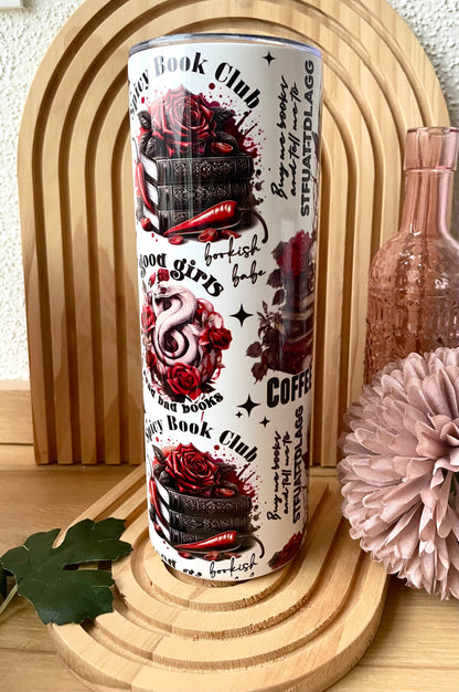 Bookish Tumbler, Thermobecher aus Edelstahl in Weiß, Dark Romance Motiv